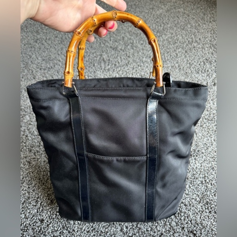 Gucci vintage nylon bamboo tote